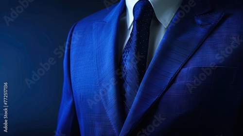 Professional business executive wearing a royal blue business suit,  photo