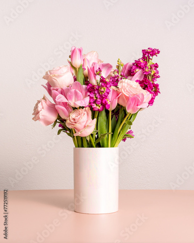 Pink Floral Bouquet with Roses and Tulips