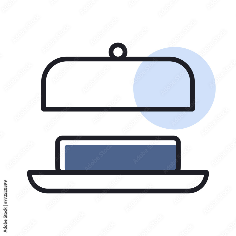 Butter in butter dish with open lid vector icon Butter in butter dish with open lid vector icon
