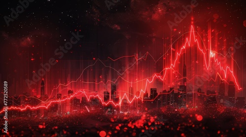Red and Black Background With Bar Chart