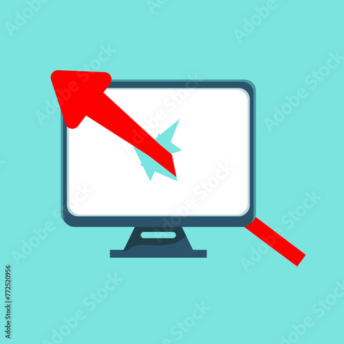 A red arrow pierces through the computer screen.