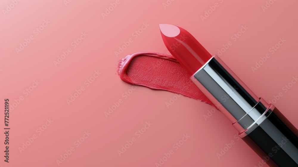 Close Up of Lipstick on Pink Background