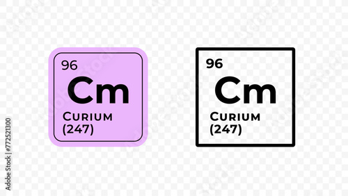 Curium, chemical element of the periodic table vector design