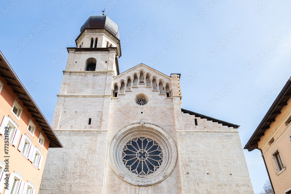 Facade of Trento Cathedral of San Vigilio; Detail of rose window; Trentino-Alto Adige, Italy