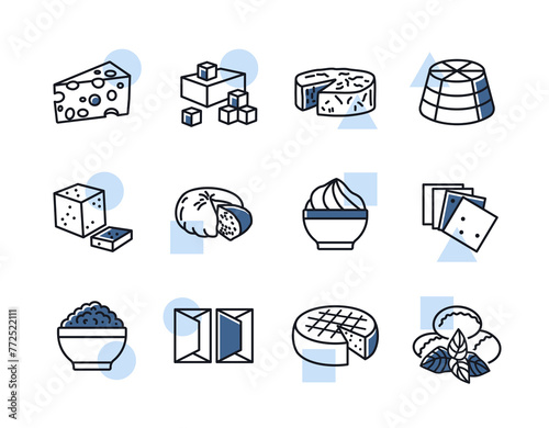Cheese vector icon set. Dairy products sign