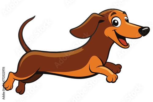 Happy brown dachshund jumping design vector illustration