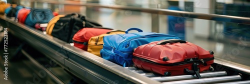 Baggage claim - luggage on conveyor belt in an airport interior
