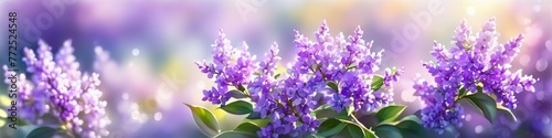 Abstract colorful blurred illustration of a lilac bush blooming in spring on a blurred bokeh background, space for text. Concept for valentine's day or birthday or mother's day or women's day. 