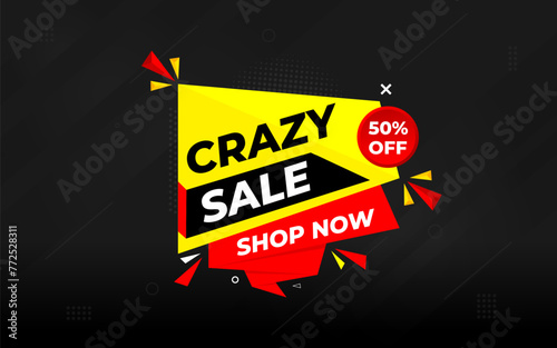 Crazy Sale offer Background. Sale banner design template. Vector illustration. Market promotion banner and crazy discount announcement background vector illustration