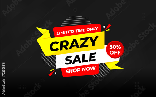 Crazy Sale offer Background. Sale banner design template. Vector illustration. Market promotion banner and crazy discount announcement background vector illustration