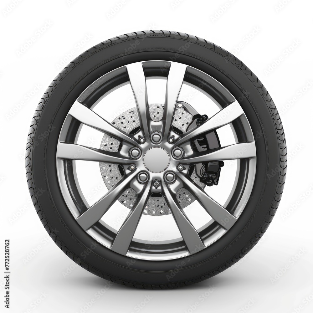 New car wheel isolated on white background