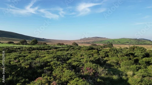 Drone shot of the Preseli Mountains, also known as the Preseli Hills in western Wales, UK photo