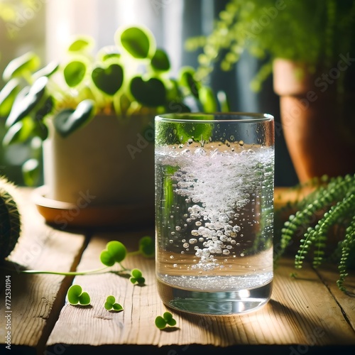 Wasserglas mit Sprudelwasser