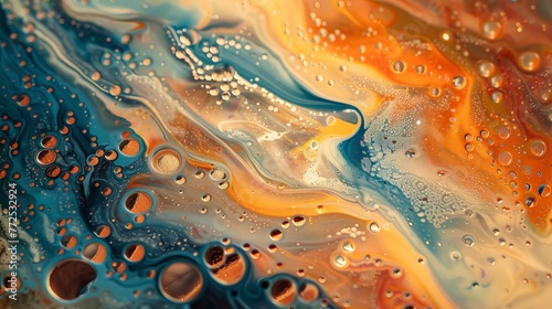 Abstract background with the combination of different colors of light falling on splashing water drops