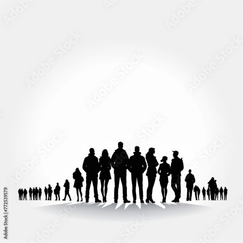 silhouette of a group of people isolated on a white background