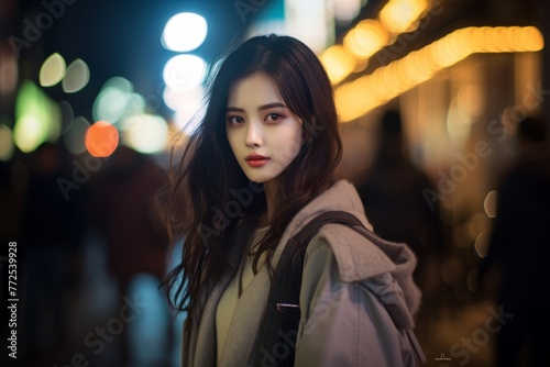 Portrait of beautiful young Asian female on the city street in Tokyo © JK2507