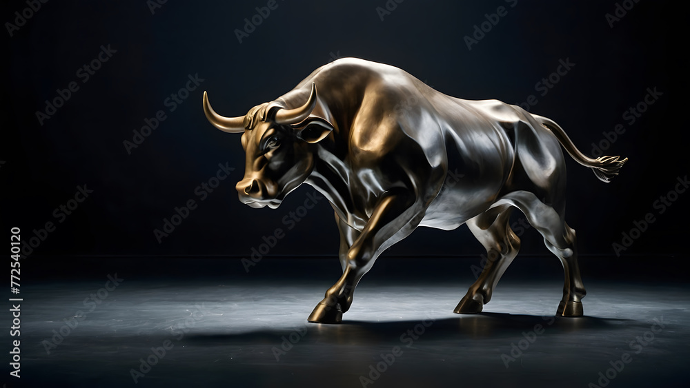 Obraz premium Large bull that is a symbol of progress and growth of the stock market