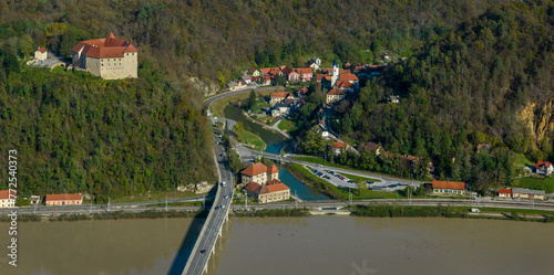 Two medieval castles and a village in Brestanica, Slovenia