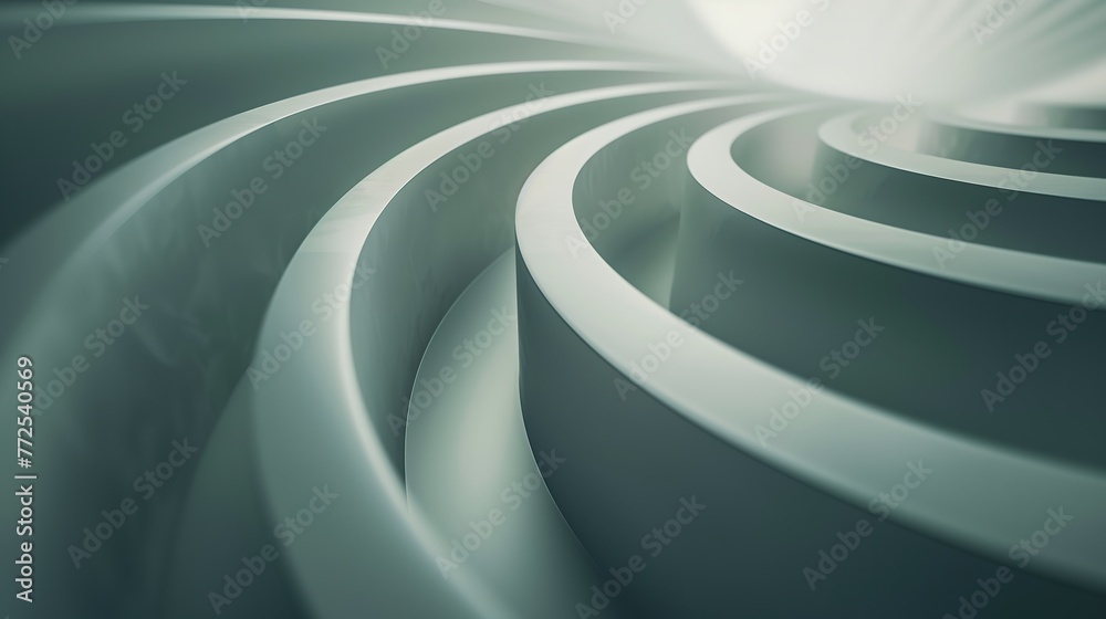Obraz premium A minimalist composition featuring a series of concentric circles in muted shades of gray, with soft lighting creating a sense of depth and tranquility, real photo generative ai images