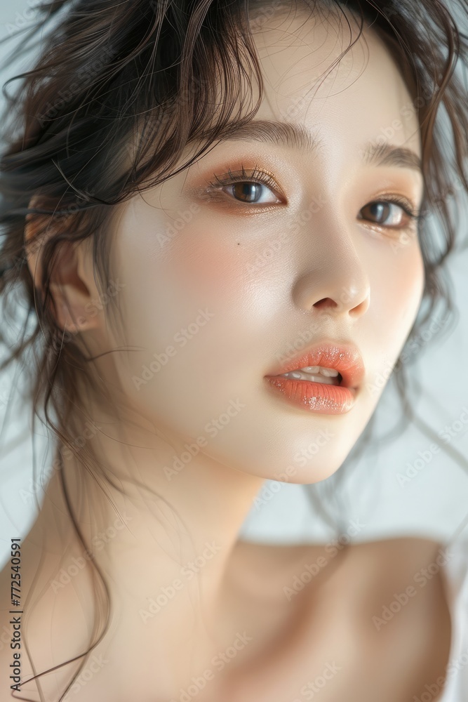 portrait of a pretty asian woman with makeup, Beautiful young asian woman with clean fresh skin on white background portrait of a pretty asian woman with makeup, Beautiful young asian woman with clean fresh skin on white background