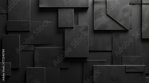 A simple yet striking arrangement of geometric shapes in various shades of black, ideal for an abstract iPhone wallpaper generative ai