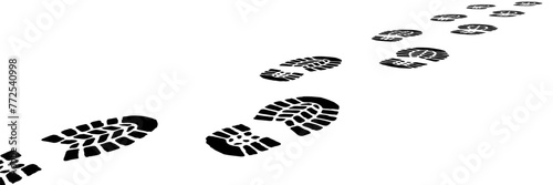 footprint shoe sole tracking path on transparent background, shoe footprint path vector illustration photo