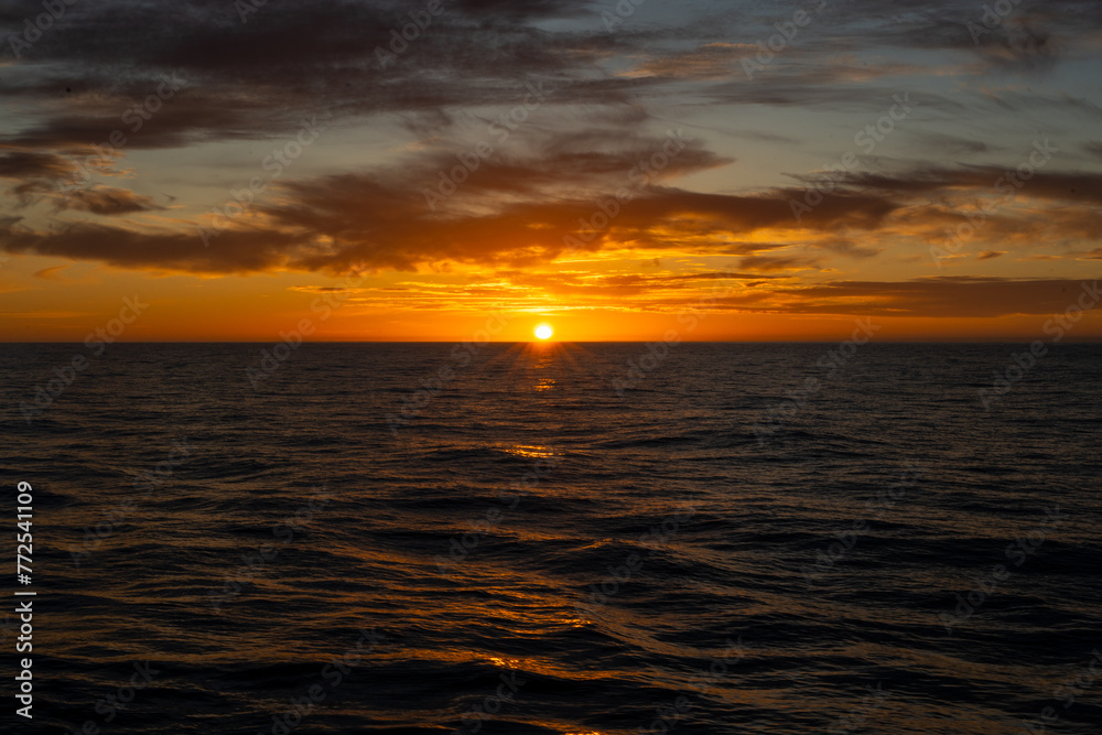 Ocean sunsets in the South Atlantic Ocean