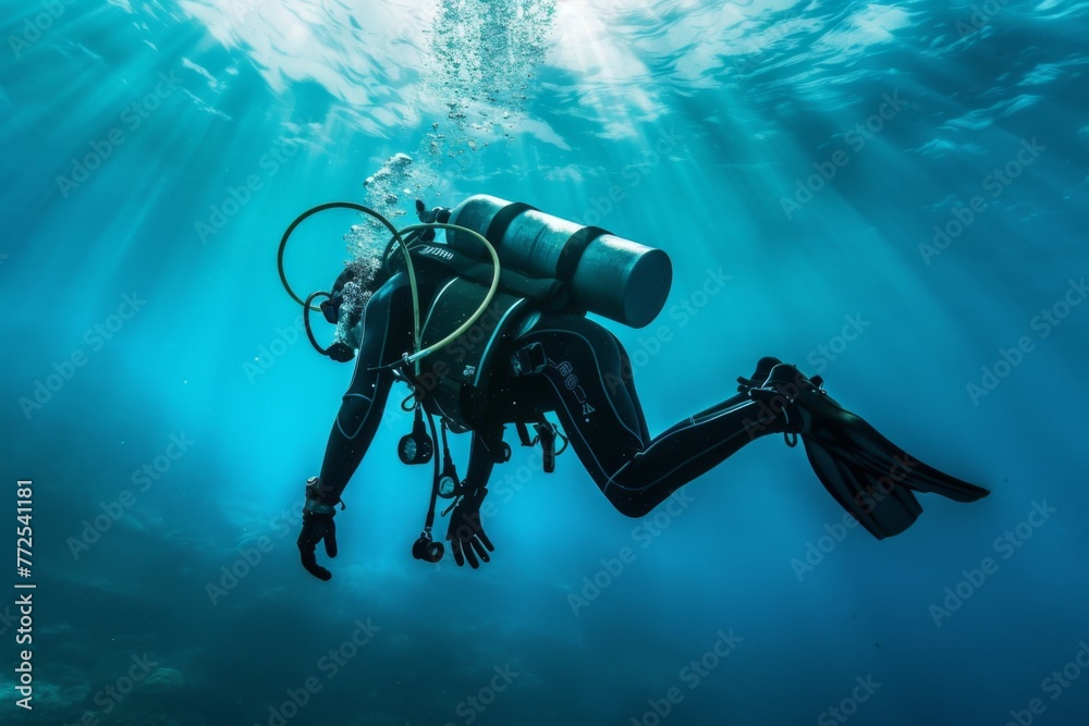 Scuba Diver Exploring the Ocean Depths Scuba Diver Exploring the Ocean Depths