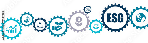 Environment Social Governance ESG banner website icons vector illustration concept with an icons of ESG goals impact investment ethical and sustainable investing alignment impact on white background