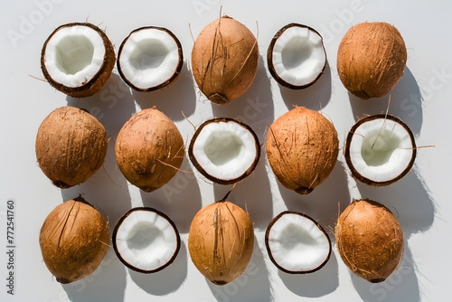 Fresh coconuts presented against a pristine white background
