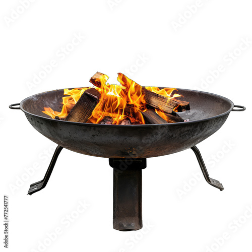 Camping fire pit isolated on transparent background. Fire pit for camping