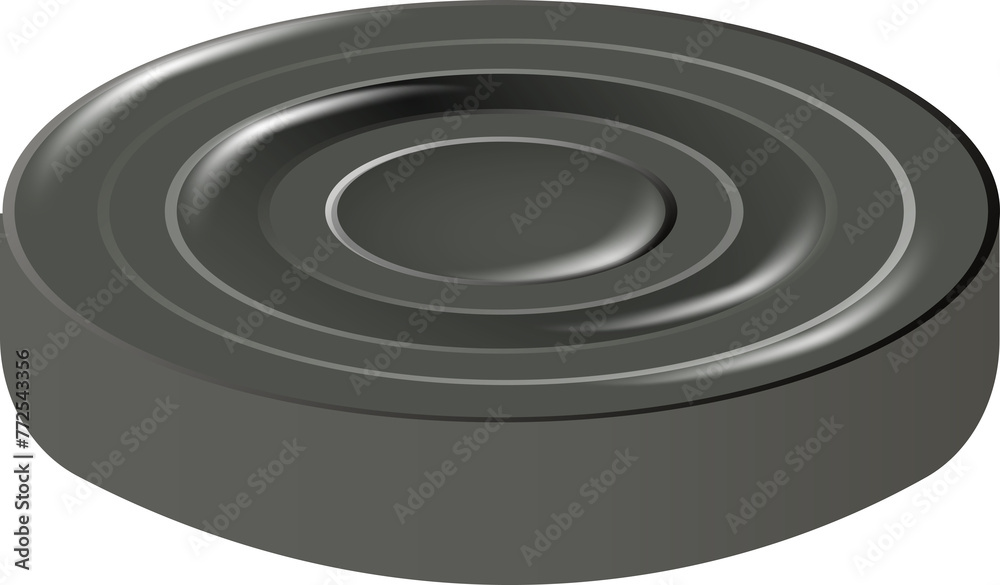 Black checker. 3d realistic round badge with circle convex lines on surface and shadow to play on checkerboard. Black checker. 3d realistic round badge with circle convex lines on surface and shadow to play on checkerboard.