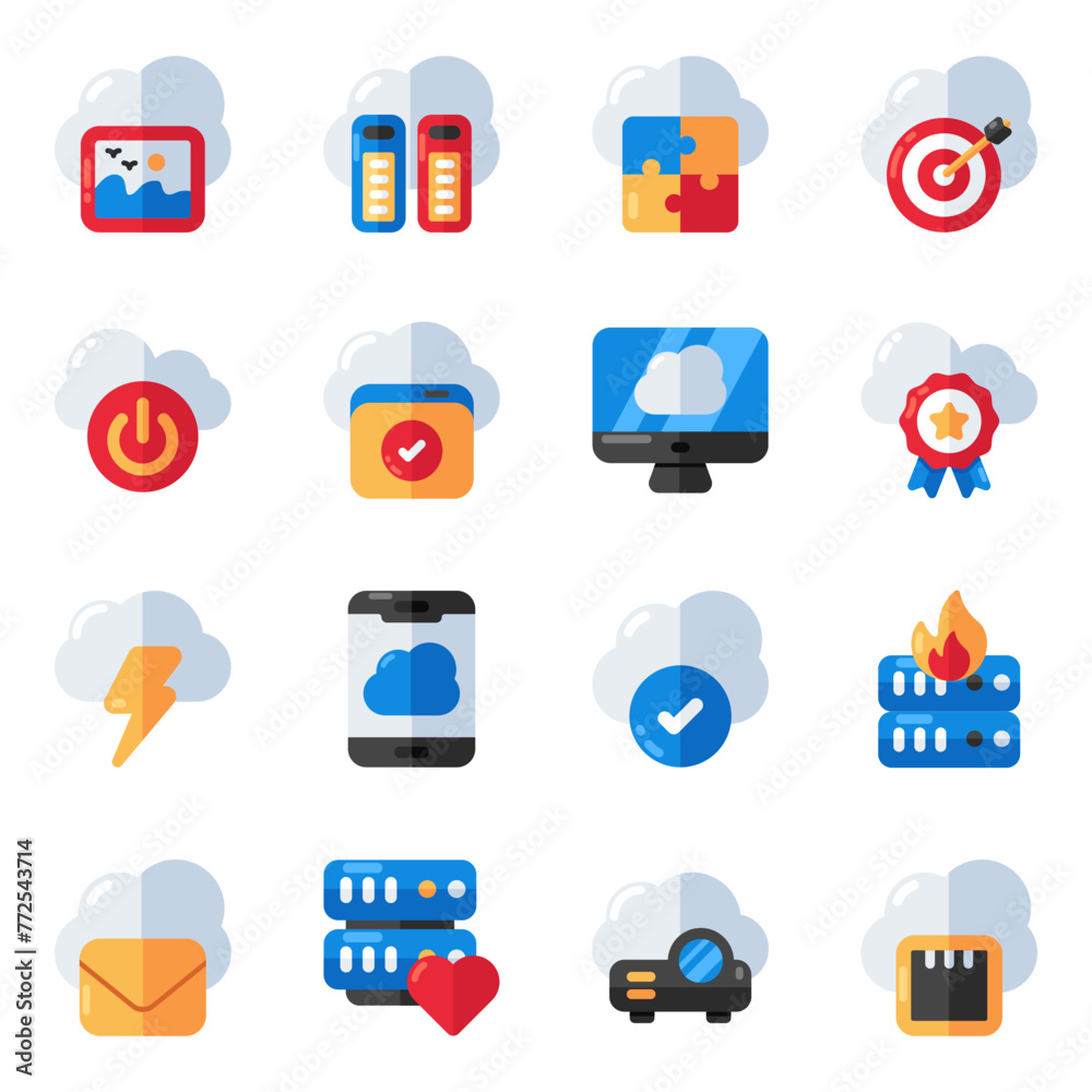 Set of Cloud and Data Server Flat Icons
Set of Cloud and Data Server Flat Icons