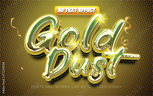 Gold dust shiny 3d editable text effect style