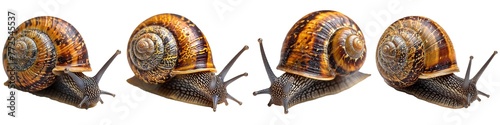 Collection of snails isolated on transparent background