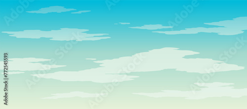 Background with clouds on blue sky. Vector background