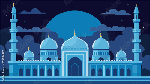 Mosque With Minarets in the Night Wallpaper