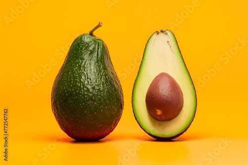Scene Close up of avocado fruit isolated on a pristine white background