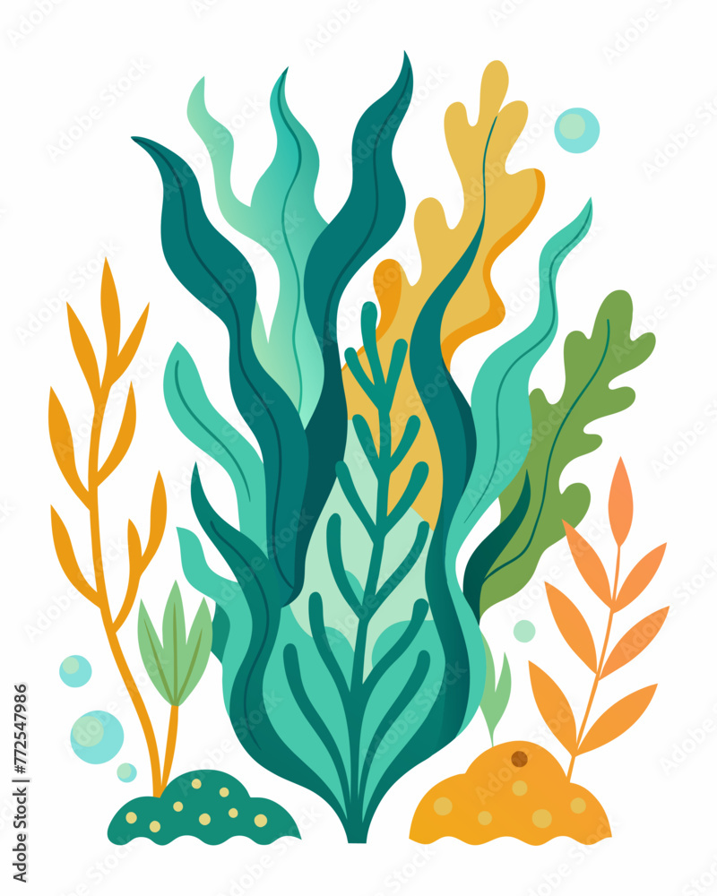Minimalist style: Seaweed on a white background
Minimalist style: Seaweed on a white background