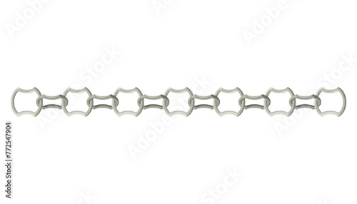 Metal chainlets with variety chain links. Silver, stainless steel necklaces vector illustration isolated on white background. Jewelry from precious metals. For jewelry store ad, fashion concept