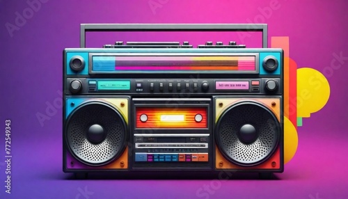 A retrostyle boombox with colorful cassette tapes (6)