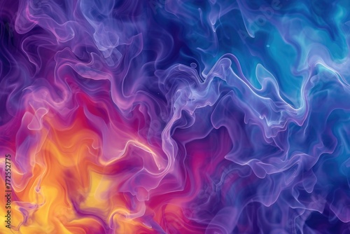 Multicolored smoke swirls and billows in abstract patterns, creating a vibrant and dynamic background reminiscent of a heat map