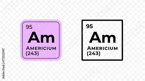 Americium, chemical element of the periodic table vector design