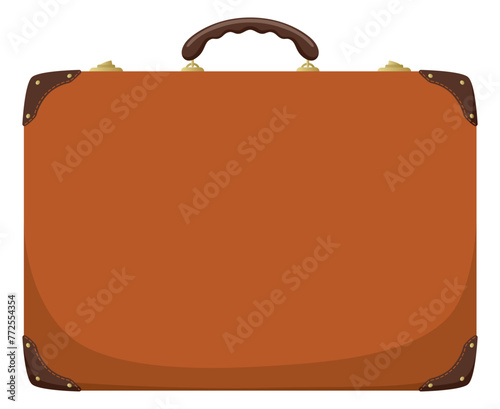 Retro leather suitcase icon. Luggage of the traveler. Flat vector illustration