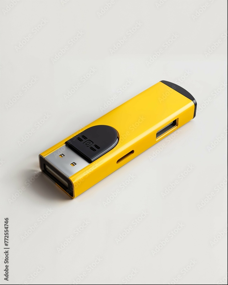 Yellow USB flash drive with black cap Yellow USB flash drive with black cap