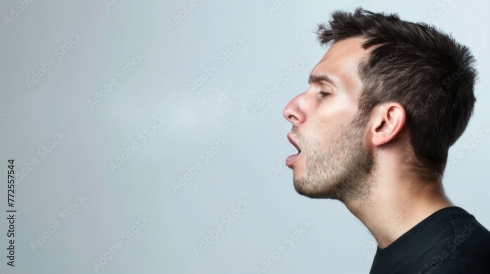 Fototapeta premium Man With Mouth Open Looking Up