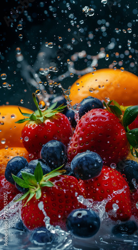 Forest berries in water