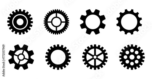 Black and white gears. Working mechanism vector