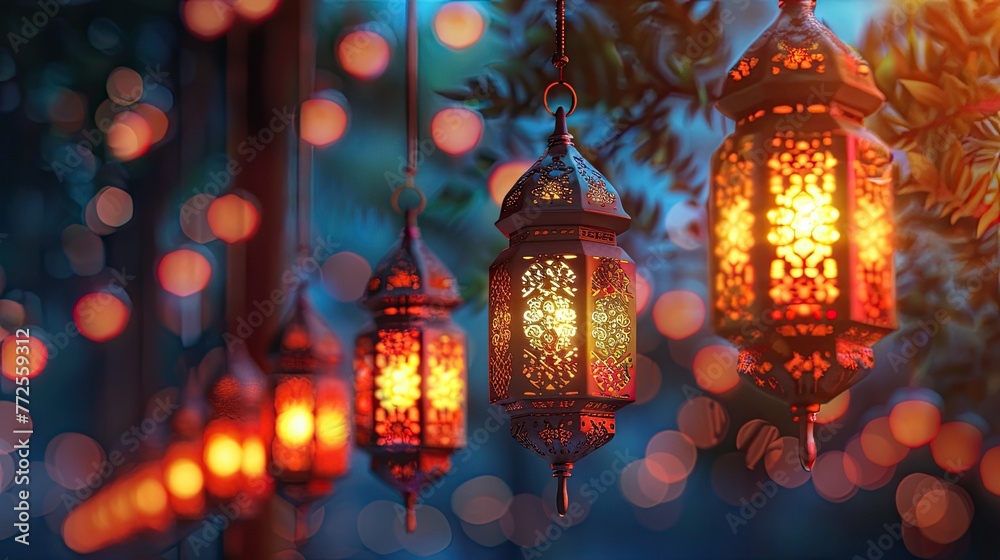 Ramadan Lantern decoration background 3d rendering with copy space Ramadan Lantern decoration background 3d rendering with copy space