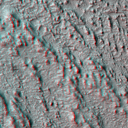 Mars in 3D. Aeolis Dorsa Deltaic Lobes. Anaglyph image. Use red/cyan 3d glasses.
Image from the Mars Reconnaissance Orbiter. NASA/JPL/University of Arizona.